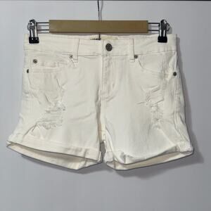 Garage white stretch distressed style Jean shorts juniors size 3
